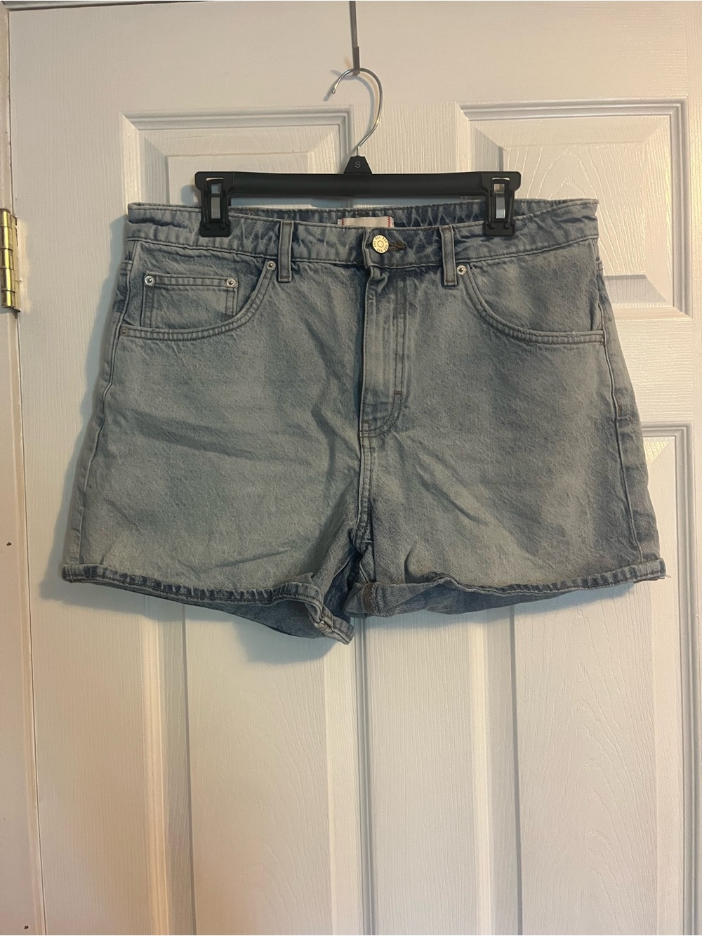 BDG Light Gray High-Rise Denim Shorts